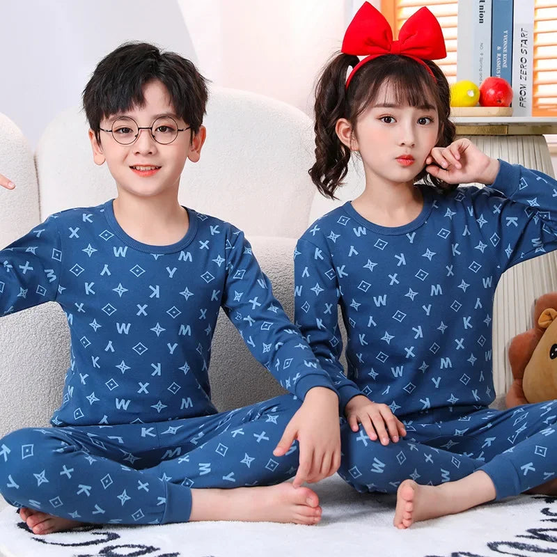 "VETEMENTS" Pyjamas à manches longues, vêtements de nuit pour enfants en coton de 2 à 14 ans.