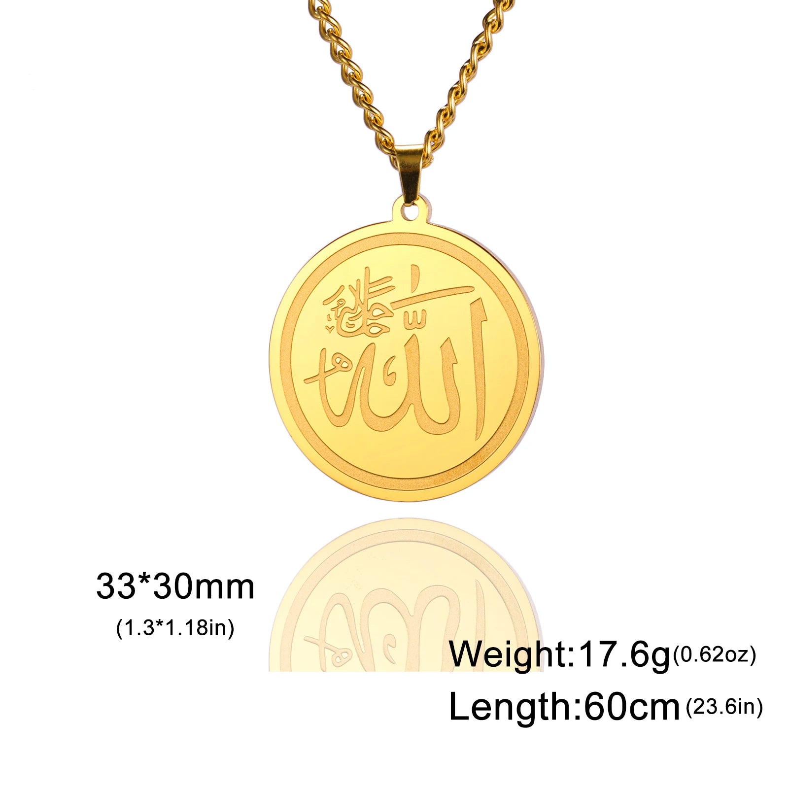 "SPECIAL RAMADAN" Lucktune-Collier pendentif Dieu arabe Allah Collier de chaîne islamique musulman en acier inoxydable pour hommes et femmes Cadeau de bijoux classiques