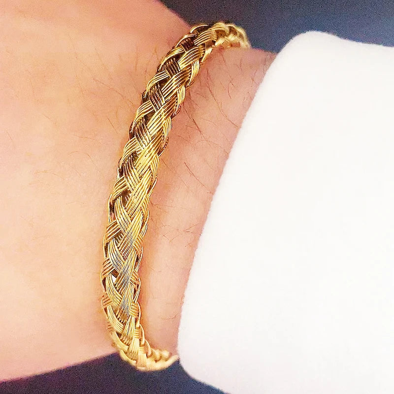 "BIJOUX" Bracelet manchette ouvert de luxe en acier inoxydable pour homme et femme