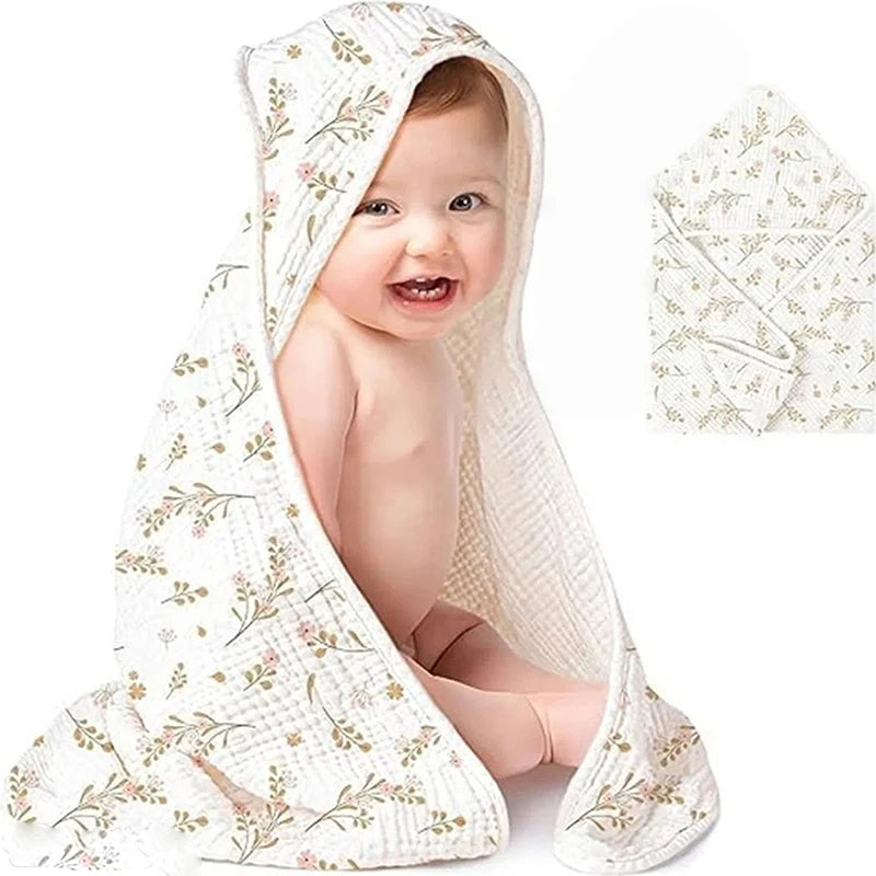 "ACCESSOIRE" Serviettes à capuche pour nouveau-né, 1 pièce, en mousseline de coton biologique, serviette de bain pour bébé, serviettes douces et absorbantes pour garçons et filles