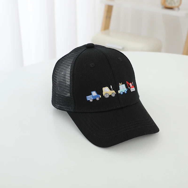 Children's 2025 New Kids Baseball Caps for Girls Boys Spring Summer Baby Sun Hats Cartoon Vehicles Toddler Peaked Caps