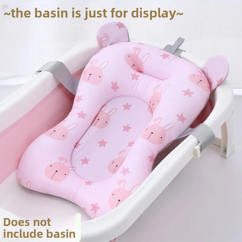 Baby Bear Shower Lying Down Stand Newborn Baby Bath Net Bathtub Sponge Suspended Bath Pad Universal Soft Pillow Care Accessories