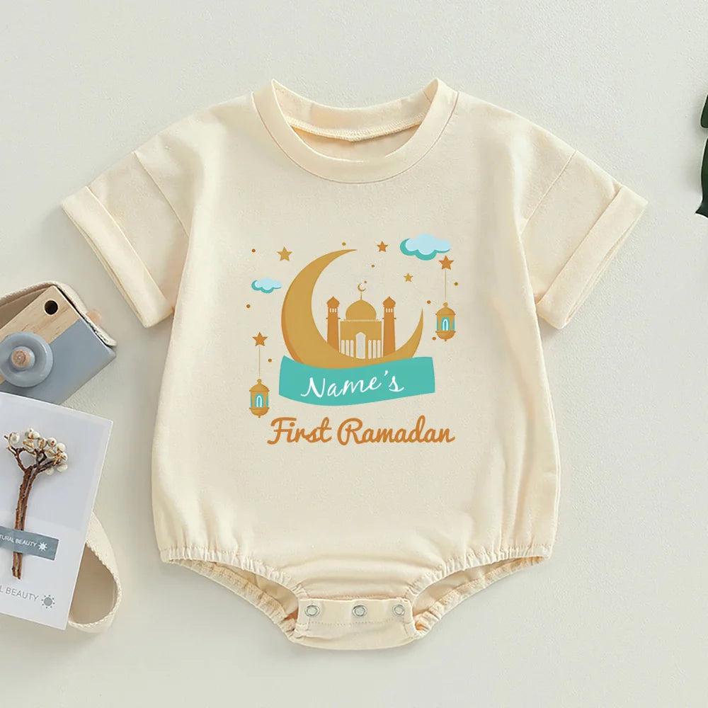 "SPECIAL RAMADAN" Personalized Baby Bodysuit "First Ramadan" with Bubbles and Name, Newborn Romper, Eid Ramadan Islamic Hol