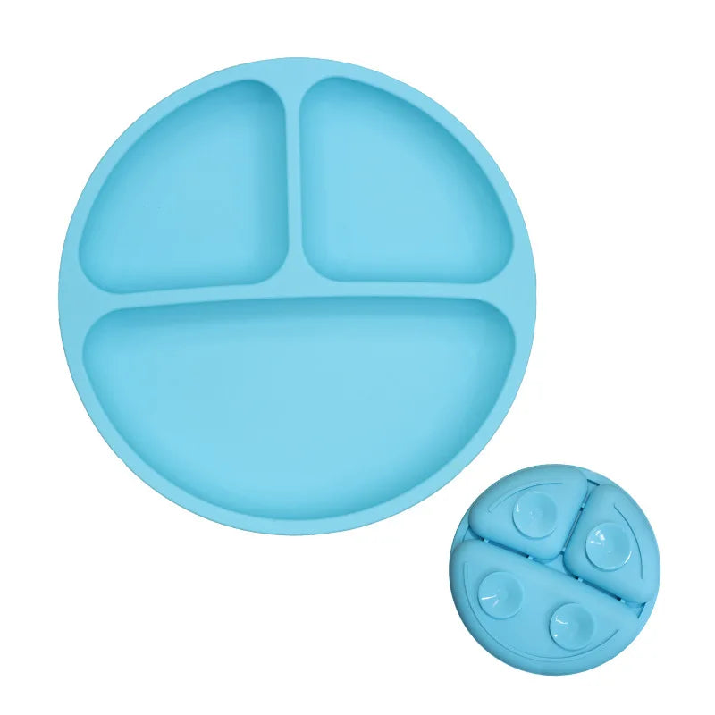 Silicone Tableware Children's Dinner Plate Divided Dinner Plate Auxiliary Training Tableware Set Snack Bowl