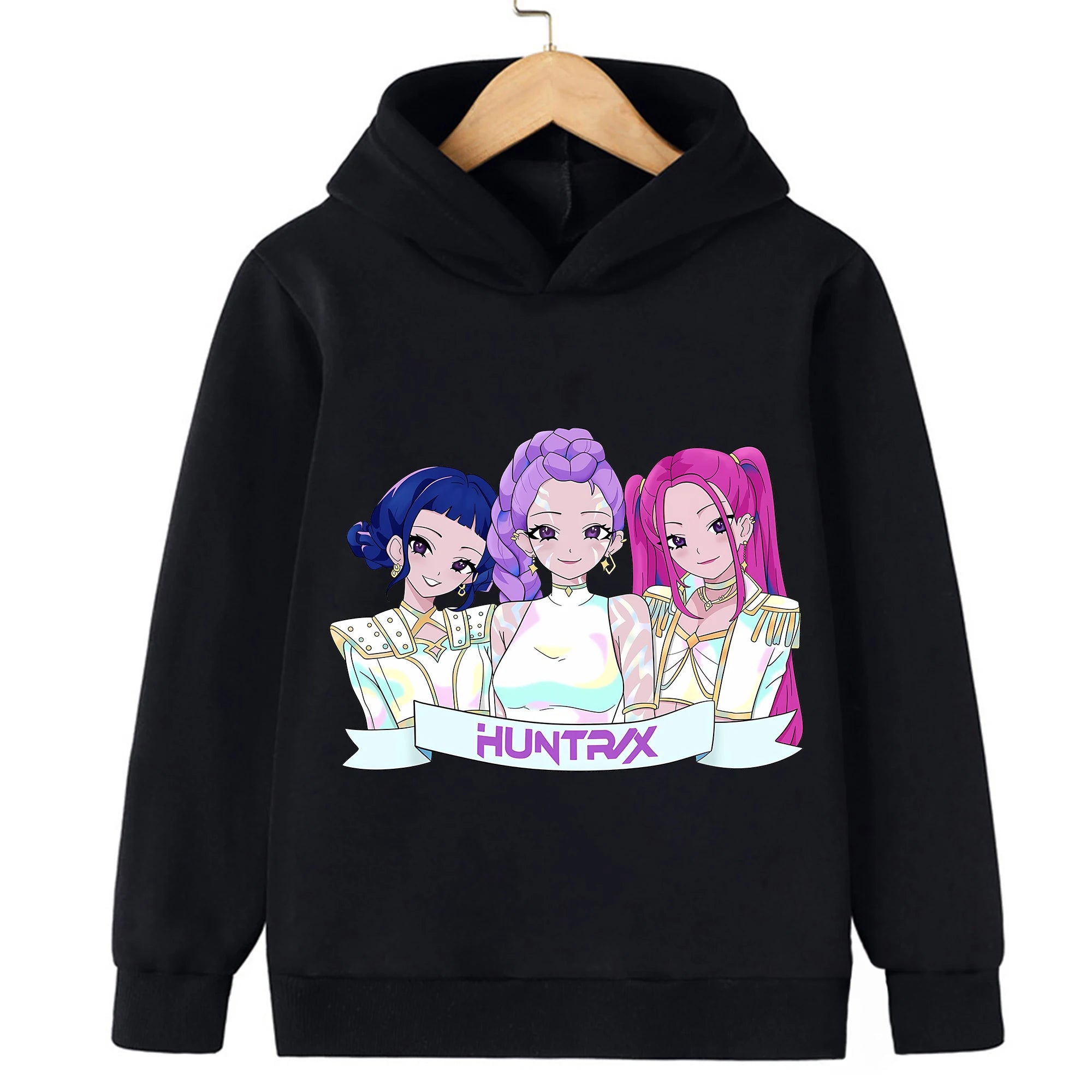2025 KPop Demon Hunter Cartoon Printed Girls Boys Hoodie Sweaters Children Autumn/winter Warm Fashion Korean Wave Casual Hoodie
