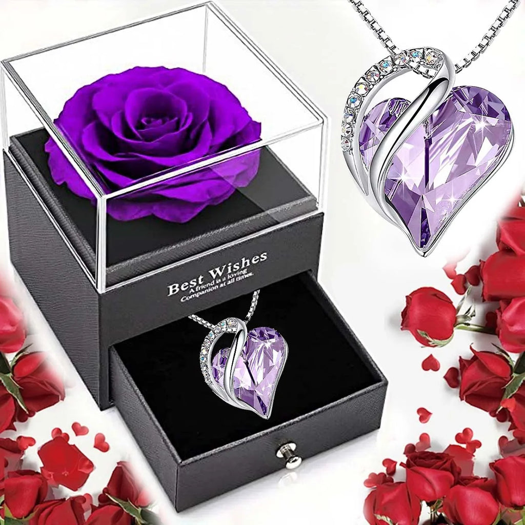 "BIJOUX" Nouveau collier « Cœur Océan » avec écrin à bijoux rose éternelle