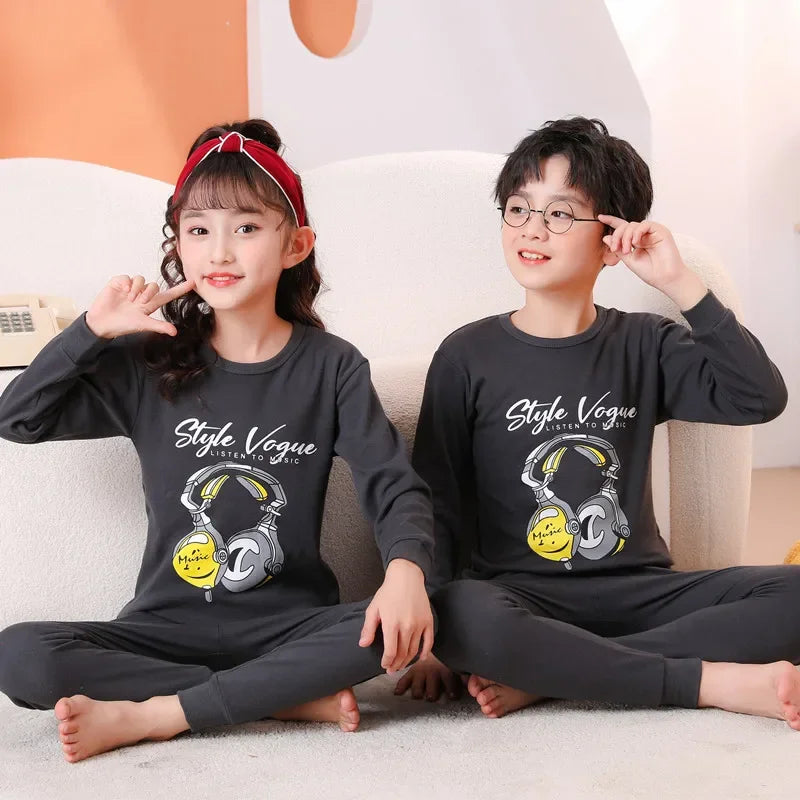 "VETEMENTS" Pyjamas à manches longues, vêtements de nuit pour enfants en coton de 2 à 14 ans.