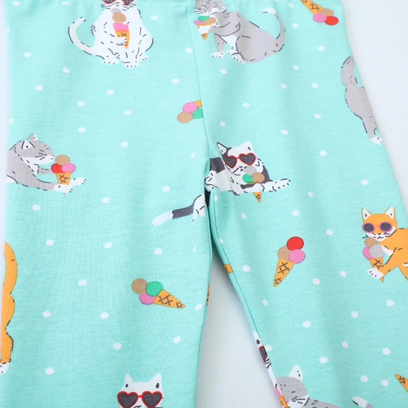 Little maven 2024 Autumn Spring Girls Leggings Pants Cotton Trousers Toddler Kids Clothes Cartoon Cats Children's Clothing