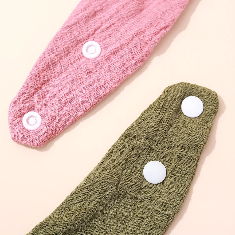 3pcs Baby Feeding Drool Bibs Saliva Towel Triangle Solid Color Scarf Bandana Soft Cotton Bib Adjustable Snap Button Burp Cloth