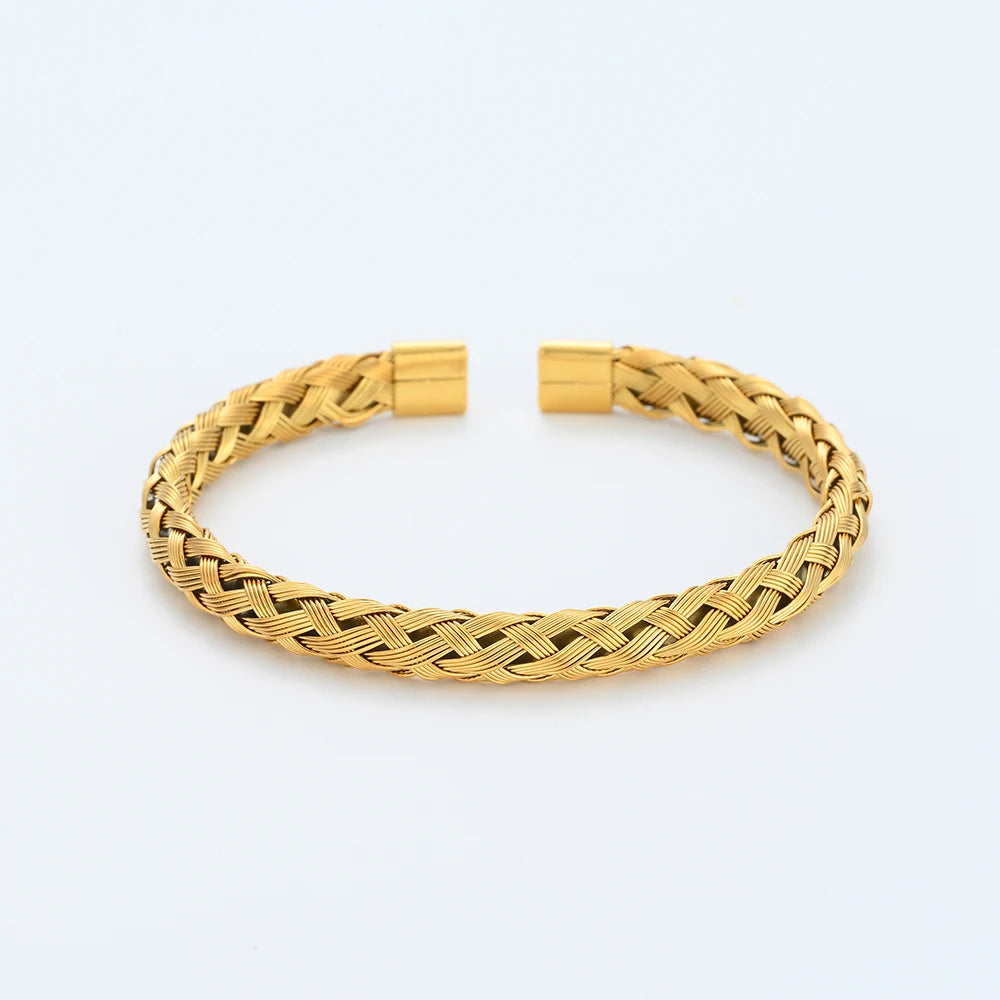 "BIJOUX" Bracelet manchette ouvert de luxe en acier inoxydable pour homme et femme