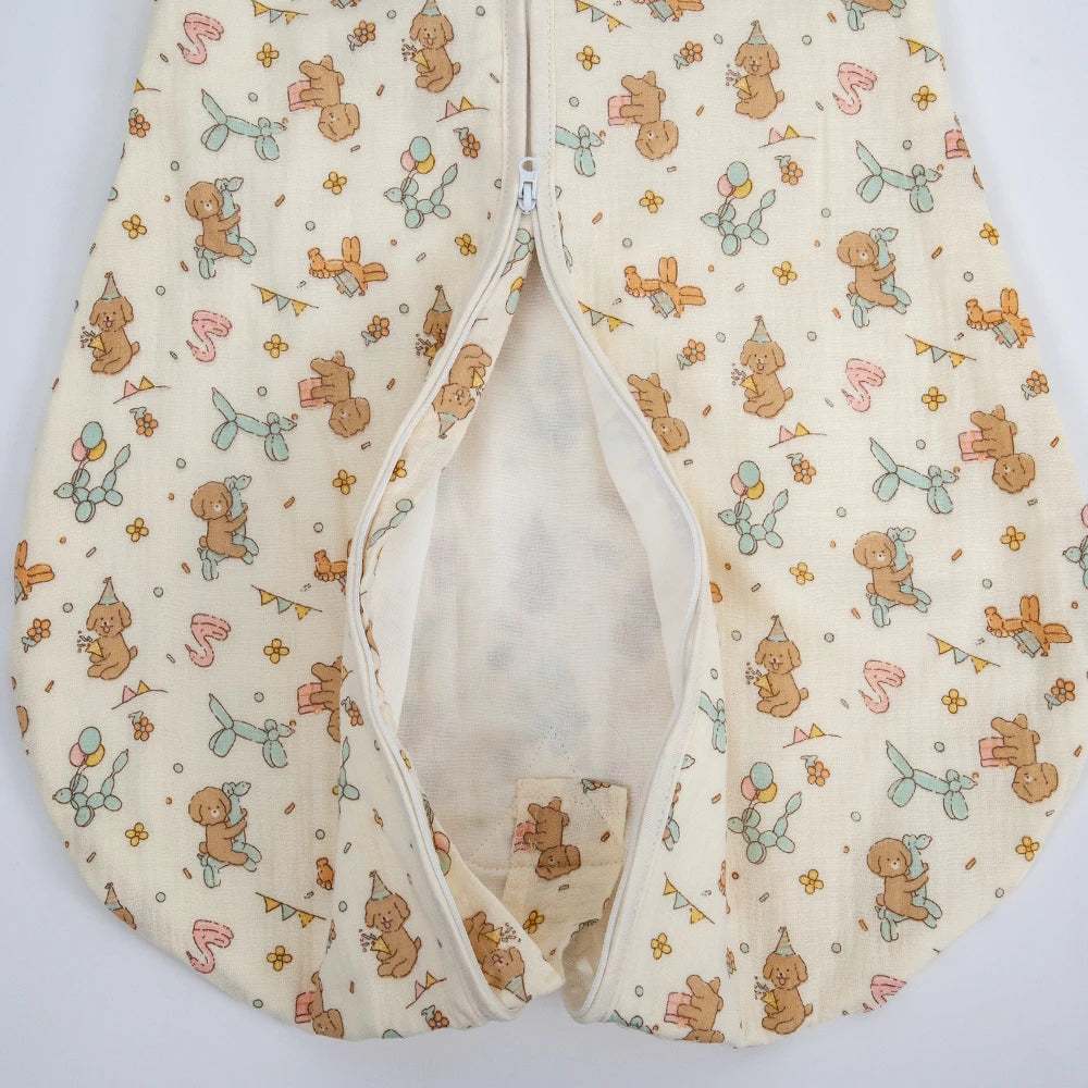 "ACCESSOIRE" Sac de couchage pour bébés de 0 à 24 mois, gaze de coton douce, respirant, fermeture éclair à 3 voies, chiot, chien, sac de couchage pour bébé avec manches amovibles