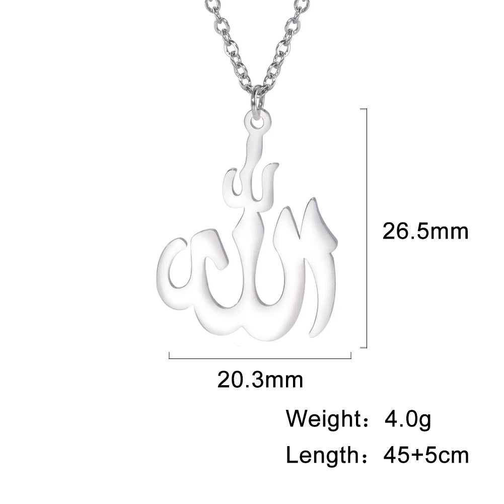 "SPECIAL RAMADAN" Lucktune-Collier pendentif Dieu arabe Allah Collier de chaîne islamique musulman en acier inoxydable pour hommes et femmes Cadeau de bijoux classiques