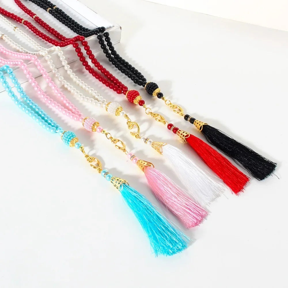 "SPECIAL RAMADAN" Beaded prayer bracelet with tassel pendant, prayer jewelry for Ramadan. Prayer Beads Beaded Bracelet with Tassel Pendant for Prayer Ornament Ramadan Jewelry Gift for Family Friends - 1 Piece