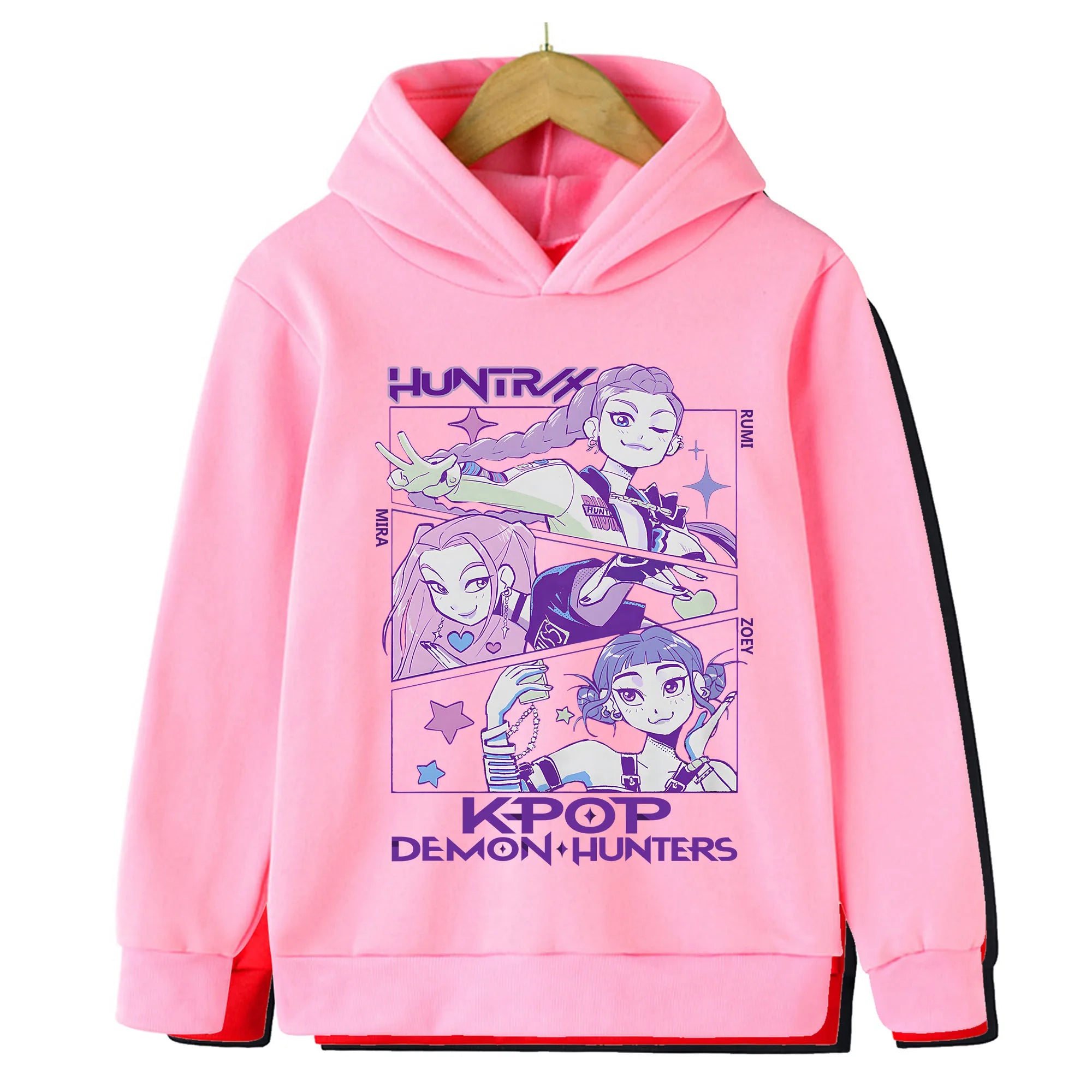 2025 KPop Demon Hunter Cartoon Printed Girls Boys Hoodie Sweaters Children Autumn/winter Warm Fashion Korean Wave Casual Hoodie