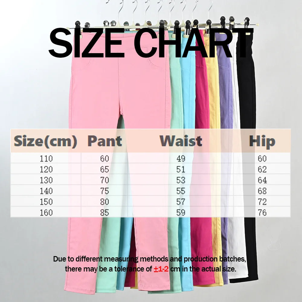 "VETEMENTS" Pantalons crayon pour filles de 3 à 12 ans, couleurs acidulées style leggings élastiques