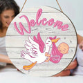 Welcome Little Princess "Wooden Pendant-Newborn Baby Girl Arrival Celebration Round Wooden Decorations Suitable for Baby Room