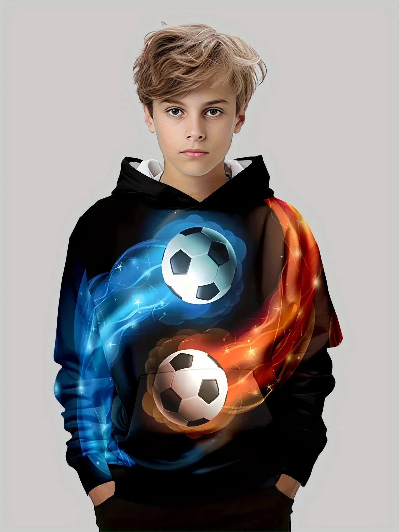 Kids Clothes Boys Hoodies Long Sleeve 3D Footbaii Print Children Spring Fall Clothes Casual Outdoor Active Boys Clothing Tops