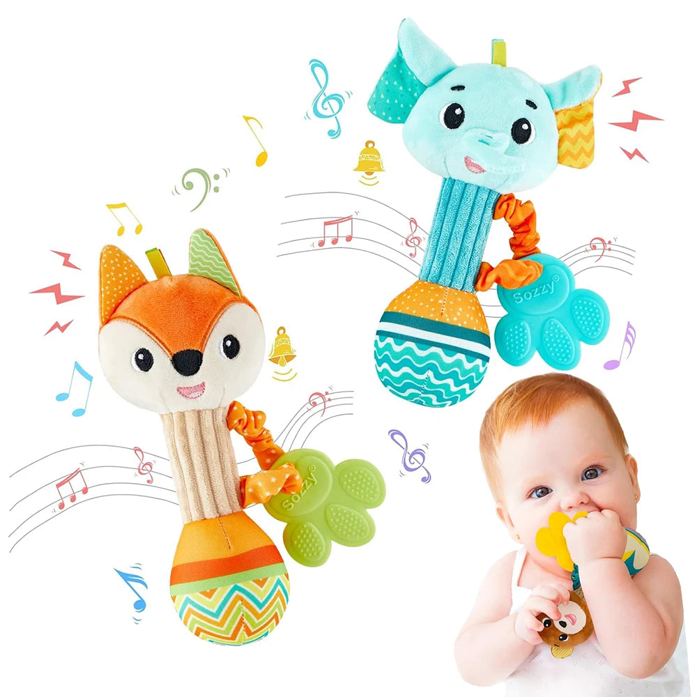 "JOUET" Hochet pour bébé, jouet de dentition en peluche pour bébés de 0 à 12 mois