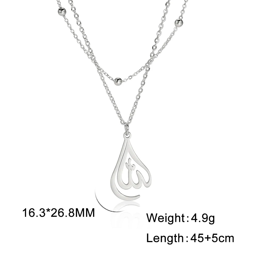 "SPECIAL RAMADAN" Lucktune-Collier pendentif Dieu arabe Allah Collier de chaîne islamique musulman en acier inoxydable pour hommes et femmes Cadeau de bijoux classiques