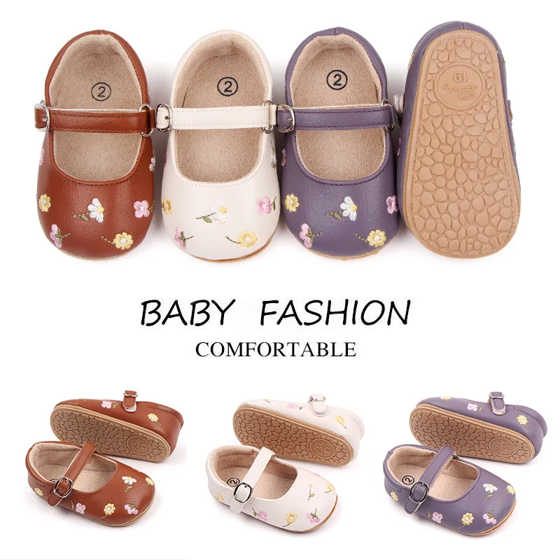"CHAUSSURE" Sandale d'été pour bébé, Style Mary Jane, jolie fleur brodée