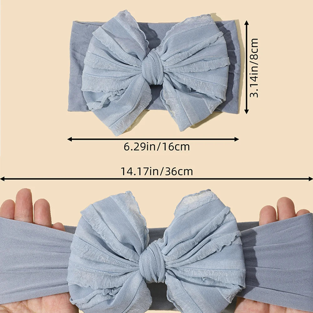 Bow Baby Headbands For Newborn Soft Elastic Nylon Hair Bands Ruffle Bow Infant Headband For Kid Girl Headwear Hair Accessories