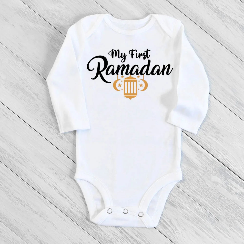 "SPECIAL RAMADAN" Newborn bodysuit for my first Ramadan, Ramadan clothes for boys and girls; My First Ramadan Newborn Baby Bodysuit Infant Eid Long Sleeve Baby Jumpsuit Eid Boy Girl Ramadan Clothes Islamic M