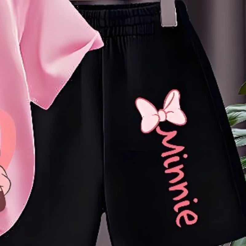 Children's T Shirt and Shorts Two Piece Set Girls O Neck Short Sleeve Top Suit Kids Casual Outfits Summer Breathable Shorts Sets