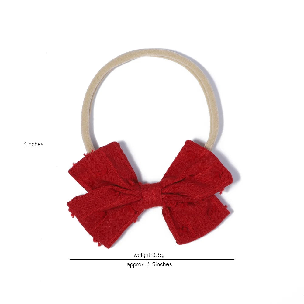 5Pcs/Set Cotton Linen Bows Headband for Girls Newborn Nylon Elastic Hair Bands Toddler Hairbands Headwear Baby Hair Accessories