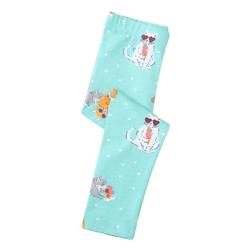 Little maven 2024 Autumn Spring Girls Leggings Pants Cotton Trousers Toddler Kids Clothes Cartoon Cats Children's Clothing