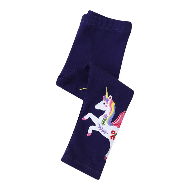 "VETEMENTS" Leggings longs pour filles (2-7 ans), broderie licorne, taille haute