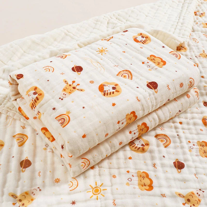 Newborn baby bath towel six layer pure cotton gauze bath towel Class A soft children's blanket absorbent newborn baby blanket