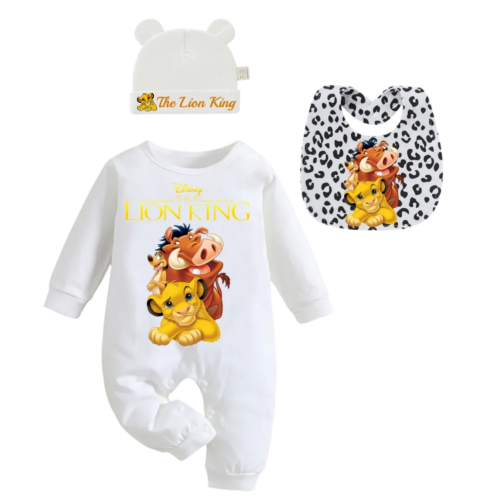 "COMBINAISON" 3 articles: Body imprimé pour bébé, bonnets et bavoirs, pour garçon et fille