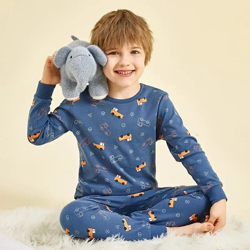 "VETEMENTS" Pyjamas à manches longues, vêtements de nuit pour enfants en coton de 2 à 14 ans.