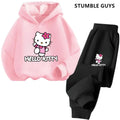 Hoodies Sets Boys Outfit Set Kids Hello Kitty Clothes Girls Clothing Tops Pants Suits 4-14 Years Old Ports Suits Hoodies Sweater