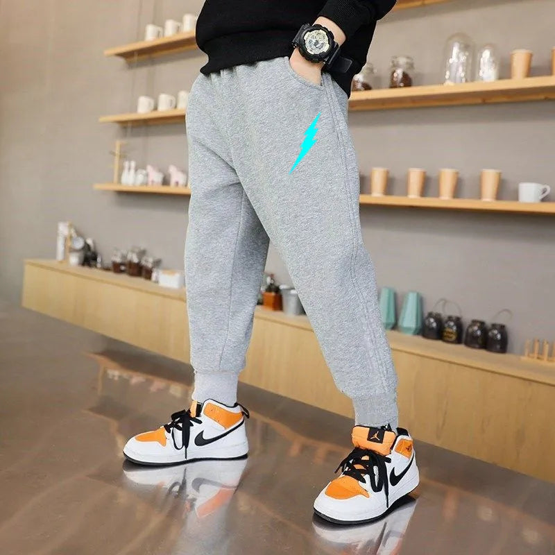 "VETEMENTS" Pantalon de sport pour garçons, survêtement lumineux imprimé éclair en coton