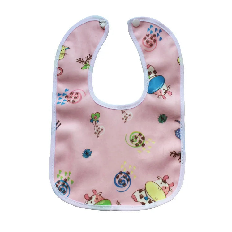 "ACCESSORY" Waterproof Snap Bib for Baby, Baby Cartoon Snap Waterproof Bib Super Soft Baby Bib Newborn Crystal Velvet Saliva Towel