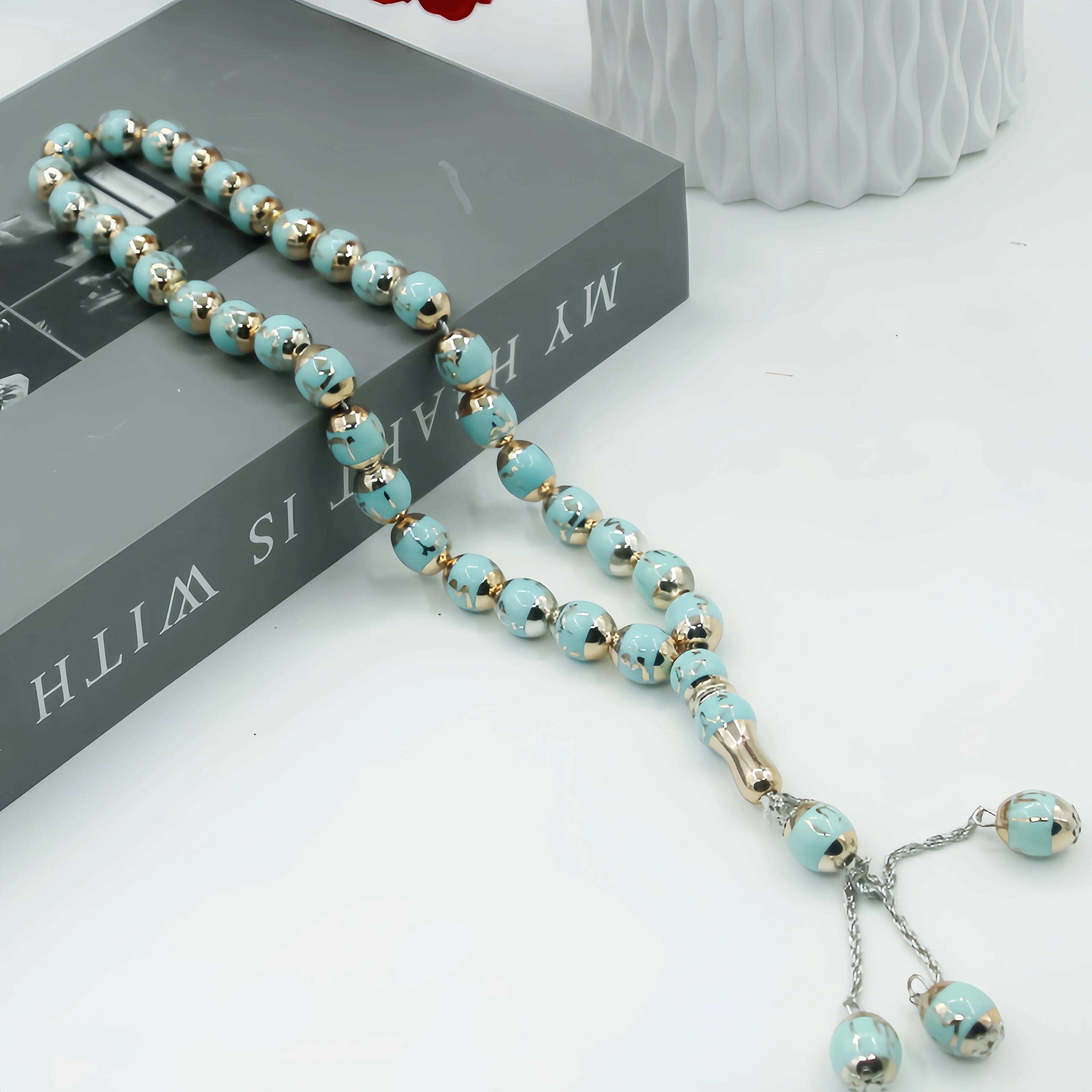 "SPECIAL RAMADAN" 12mm 33 perles perles de prière musulmanes unisexe perles de prière musulmanes mots chapelet fournitures de culte accessoire chapelet religieux décor