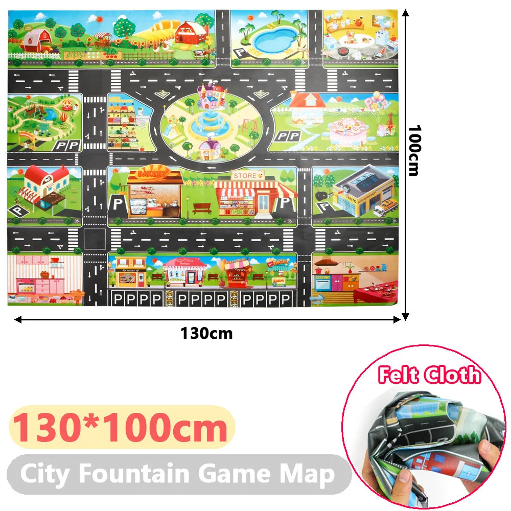 130*100CM Baby Play Mat City Traffic Road Map Mat & Road car sign Foldable Nordic Style Kids Activities Rug Outdoor Picnic Mat