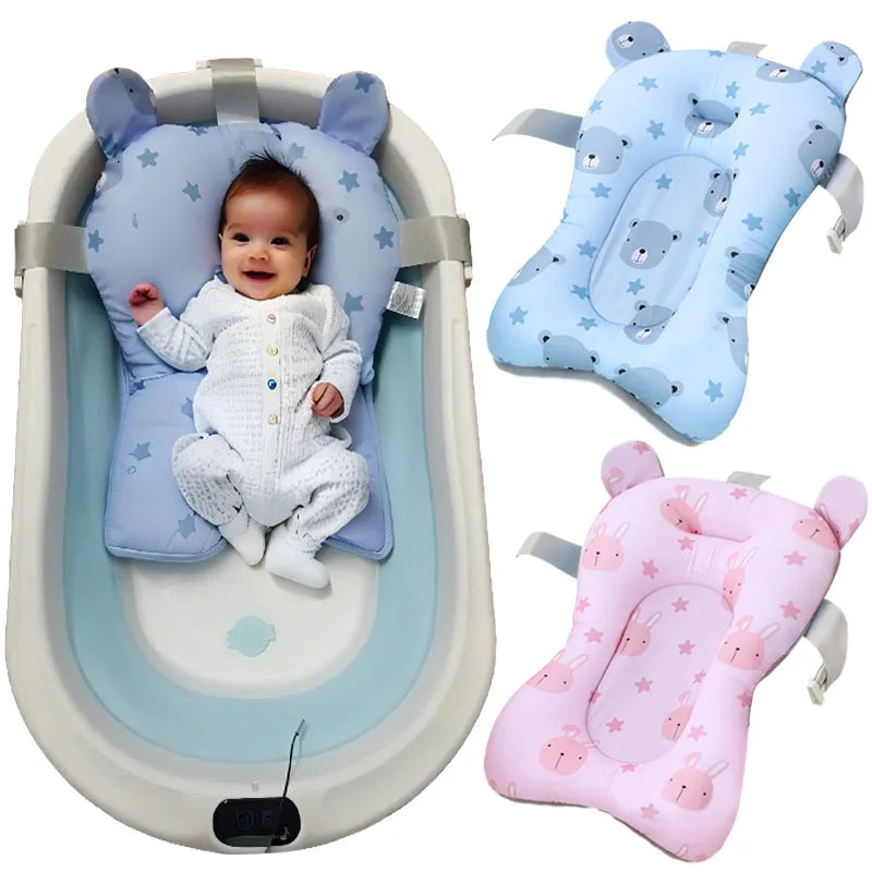 Baby Bear Shower Lying Down Stand Newborn Baby Bath Net Bathtub Sponge Suspended Bath Pad Universal Soft Pillow Care Accessories