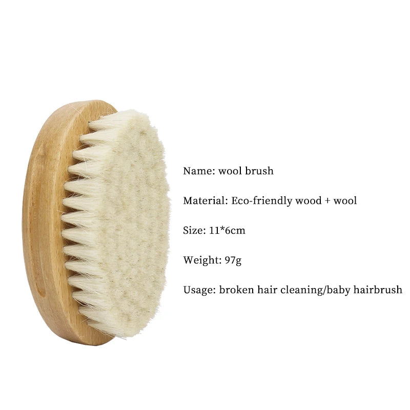 "ACCESSORY" New Baby Care Pure Natural Wool Wooden Baby Hairbrush; New Baby Care Pure Natural Wool Baby Wooden Hairbrush Newborn Comb Hair Bath Brush
