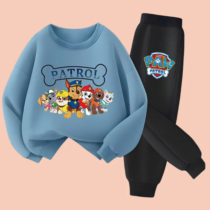 PAW Patrol Boys Long Sleeved Pullover Long Pant Two Piece Set Spring New Children's Hoodies Set Kids Casual Sweatsuit
