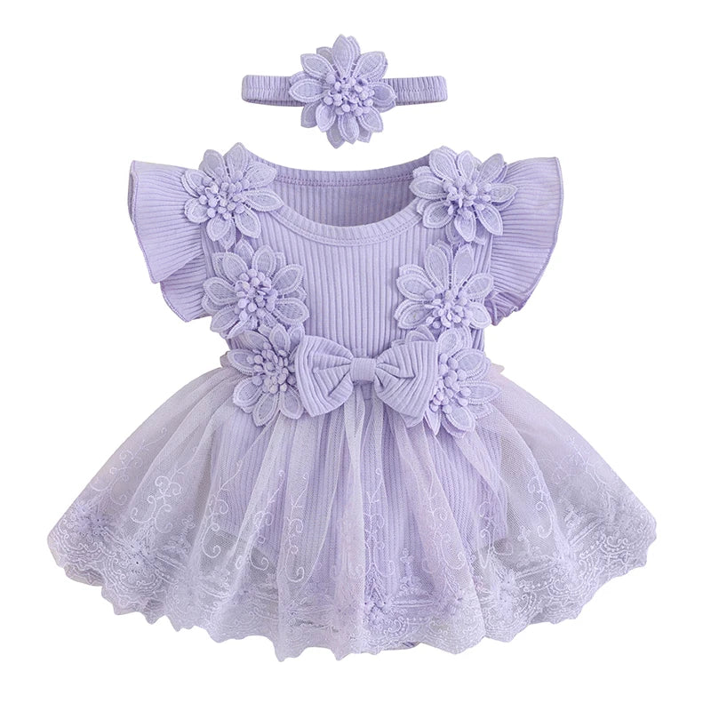 "VETEMENTS" Barboteuse en dentelle pour fille, robe en Tulle, body à fleurs, vêtement printemps/été