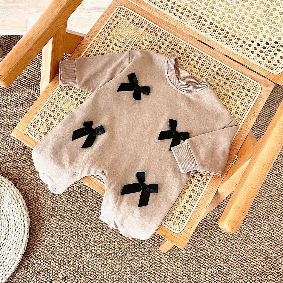 Newborn Baby Girl Clothes Bow Infant Jumpsuit Spring Autumn Babygrow Romper Cotton Kids Toddler Children Clothing 0-18 Months