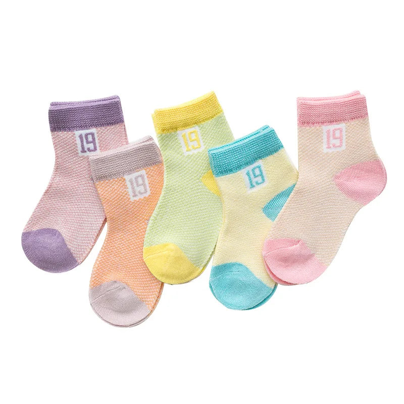 "CHAUSSURE" Chaussettes enfants en maille de coton, 0 à 2 ans, 5 unités/lot