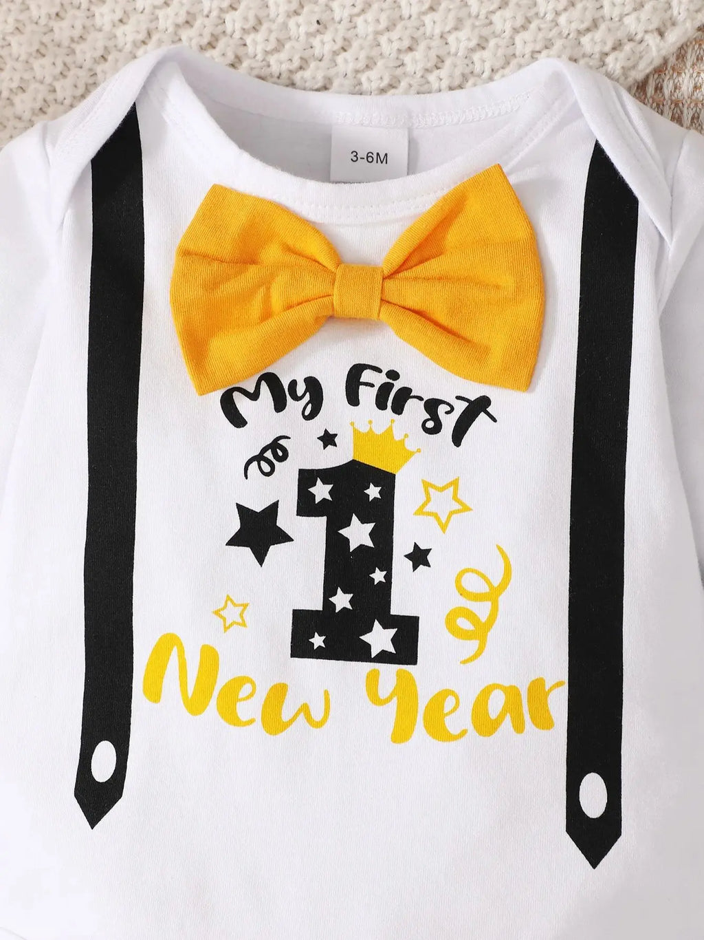 0-2 Year Old Newborn  Baby Boys Spring And Autumn Round Neck Long Sleeved New Year Holiday Jumpsuit Fashion Set