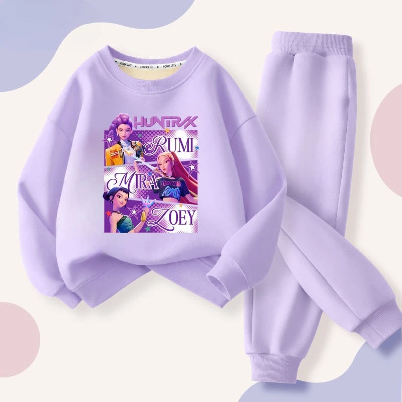 "VETEMENTS"  KPop démon Hunters filles imprimer, vêtements sweat à capuche pour enfants 2 pièces