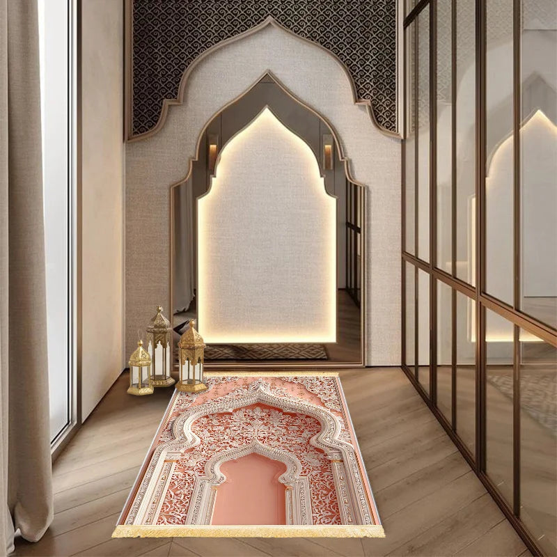 "SPECIAL RAMADAN" VIKAMA Muslim Prayer Rug, Foldable Islamic Prayer Mat; VIKAMA Muslim Prayer Rug, Islamic Prayer Mat for Indoor and Outdoor Use, Foldable Prayer Mat for Living Room, Bedroom, and Home Decoration