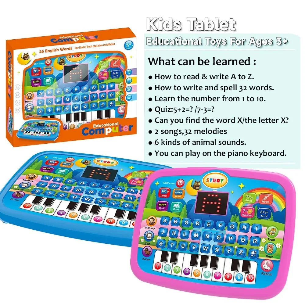 "JOUET" Tablette LED éducative pour enfants (dès 3 ans) : apprentissage de la lecture, des mathématiques et de la musique, sert également de clavier électronique