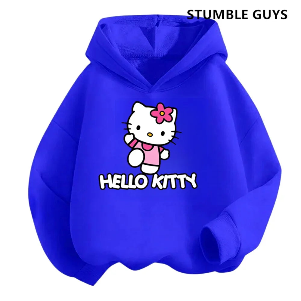 Hoodies Sets Boys Outfit Set Kids Hello Kitty Clothes Girls Clothing Tops Pants Suits 4-14 Years Old Ports Suits Hoodies Sweater