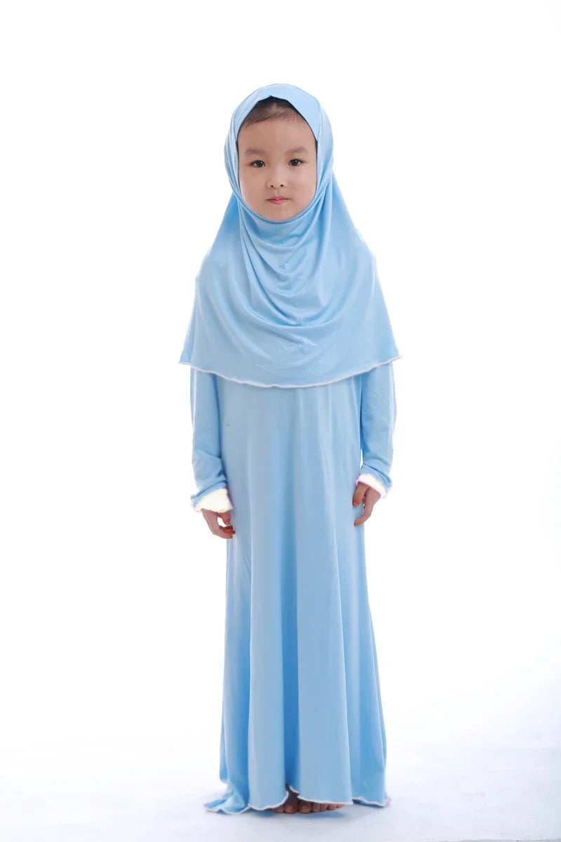 "SPECIAL RAMADAN" Ensembles musulmans pour Ramadan, Robe de prière pour enfants filles, Hijab Abaya arabe, longue Robe avec foulard, Kaftan islamique
